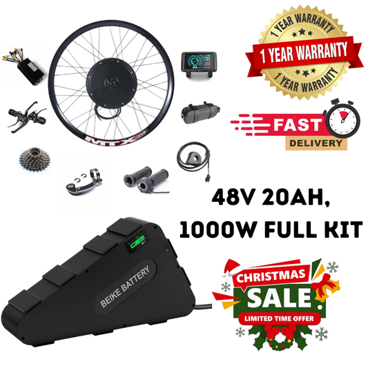 1000W 48V E-Bike Conversion Kit w/ 20Ah Battery | Sinewave Controller & UKC1+ Display